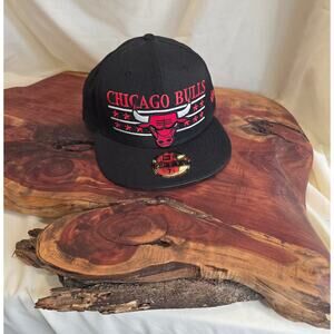 Chicago Bulls NBA New Era Black Red 59Fifty 7 1/2 Fitted Hat Cap Genuine Rare